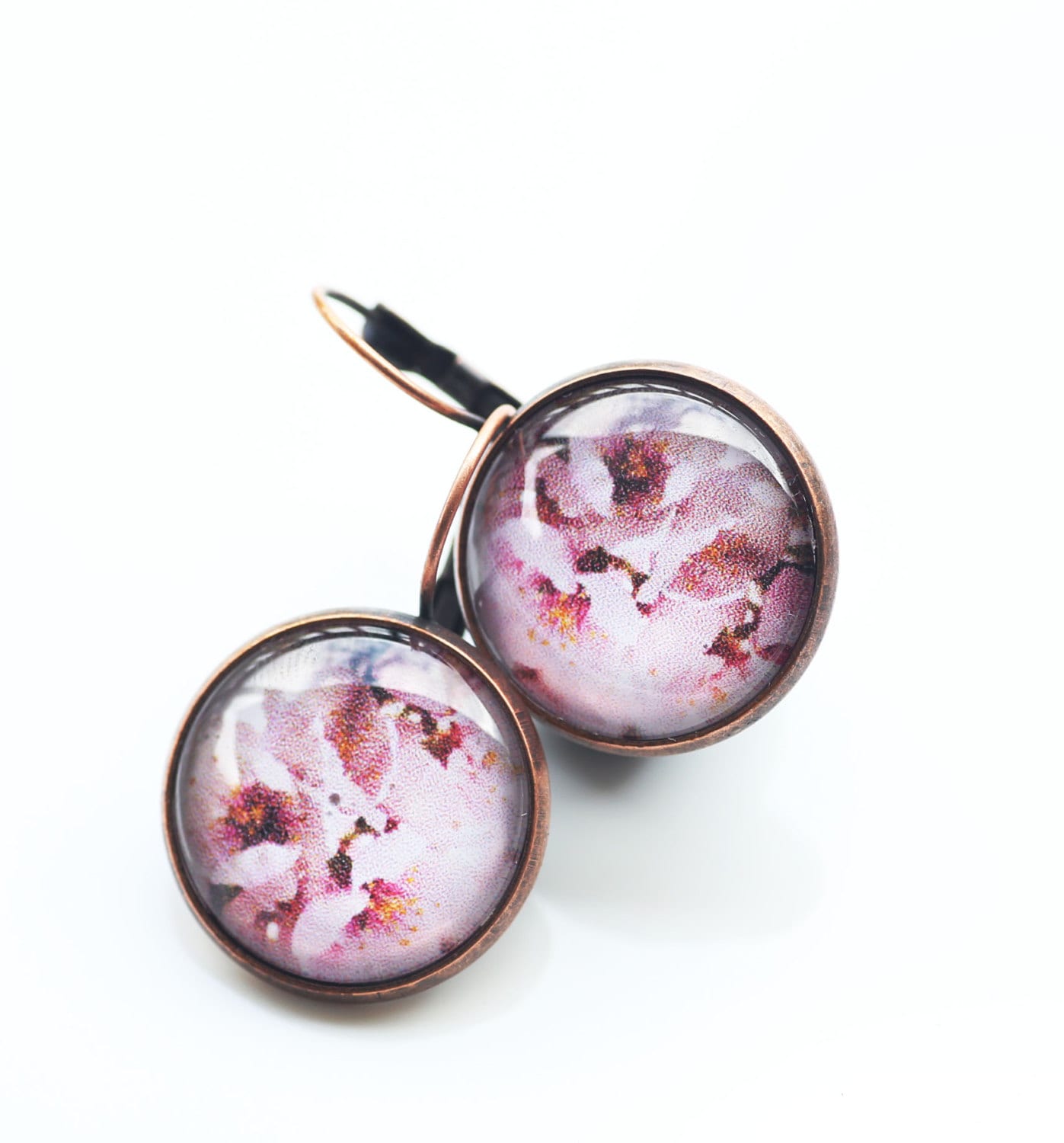 Kirschblüte Ohrringe, Abstrakte Fotografie, Jahrgang Bronze von BeadsMe