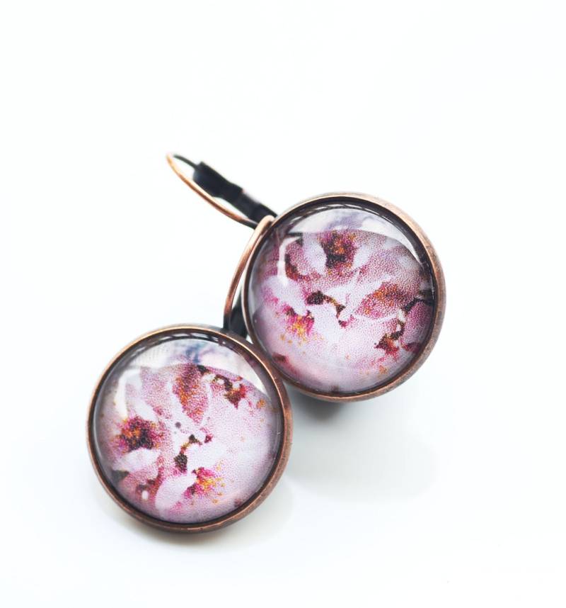 Kirschblüte Ohrringe, Abstrakte Fotografie, Jahrgang Bronze von BeadsMe