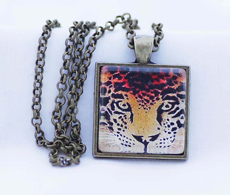 Leopard Print, Jahrgang Bronze, Fine Art Prints, Foto Schmuck, Große Katze Kette von BeadsMe