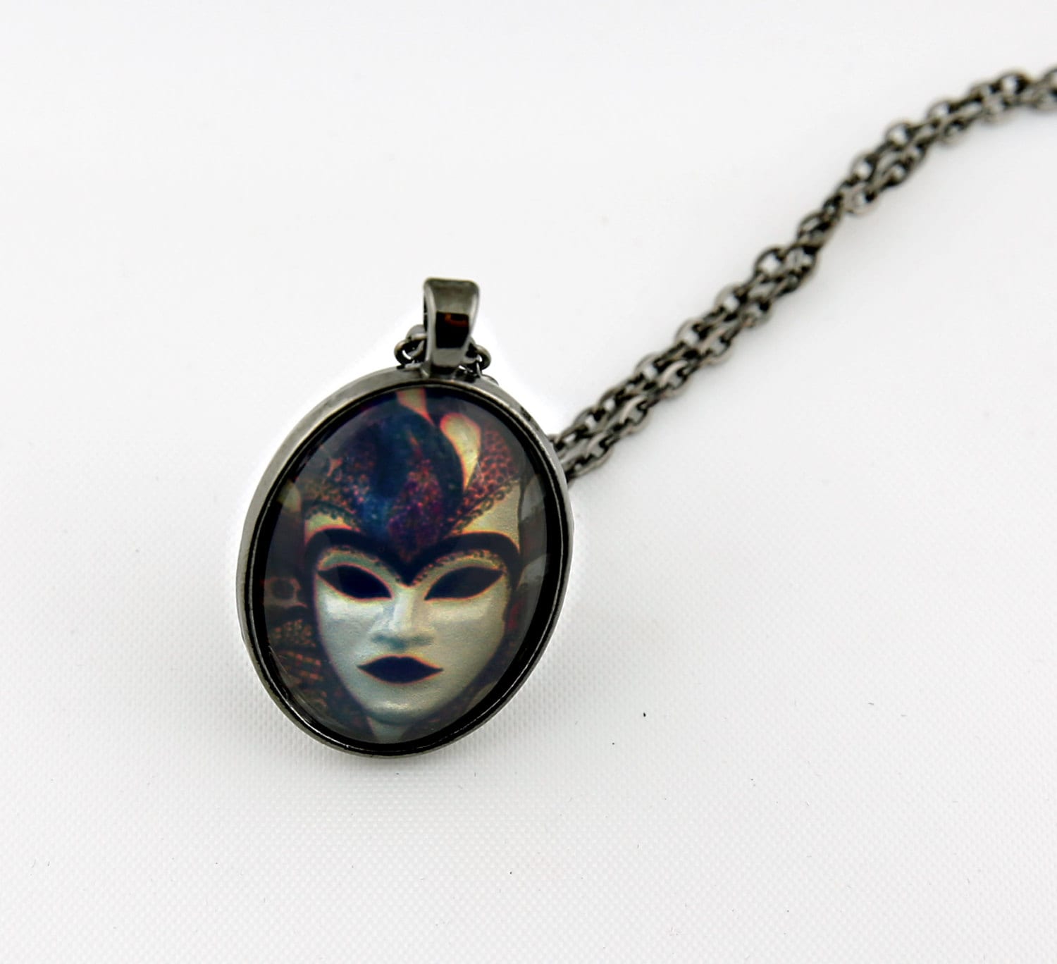 Maskerade, Gunmetal, Digitale Kunst-Bild, Clown-Kette von BeadsMe