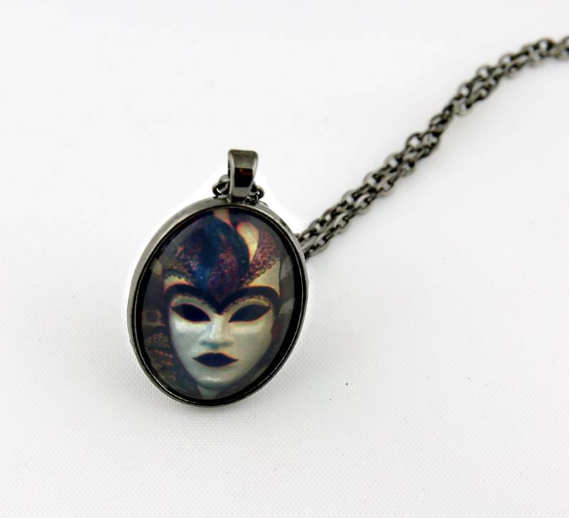 Maskerade, Gunmetal, Digitale Kunst-Bild, Clown-Kette von BeadsMe