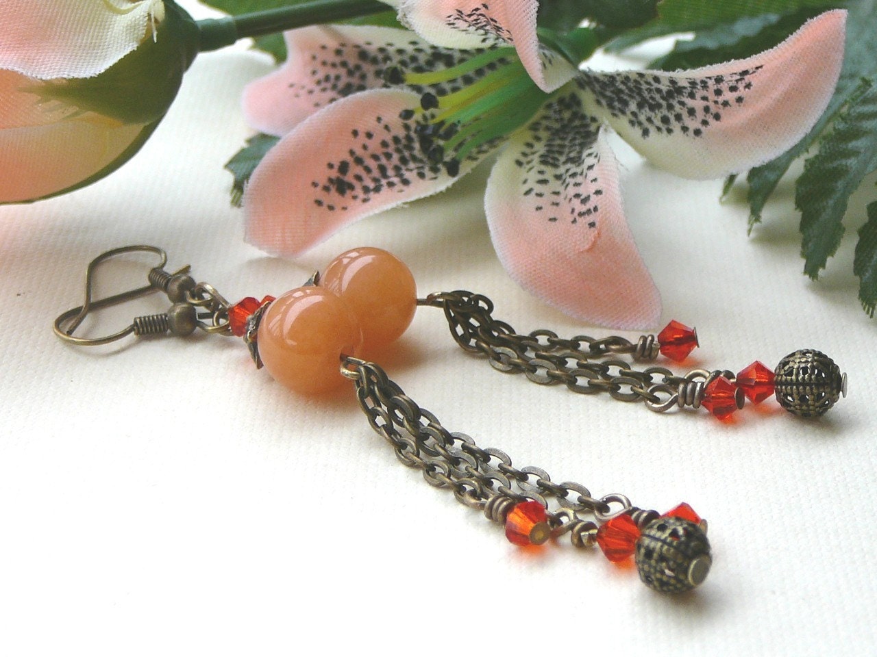 Orange Ohrringe Mit Mandarine Glas Und Swarovski-Kristallen von BeadsMe