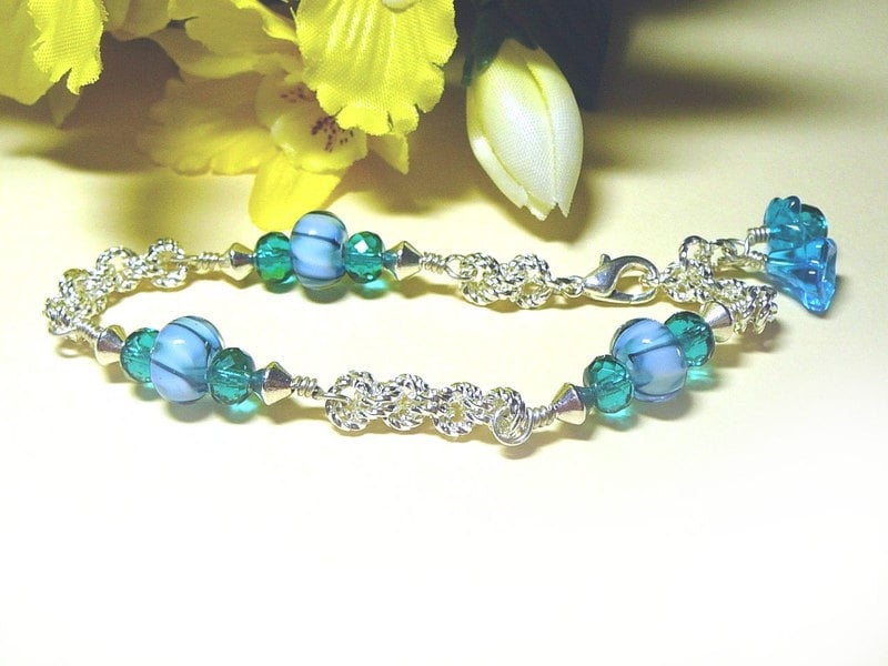 Ozean Blau Armband, Lampworks Und Silber von BeadsMe