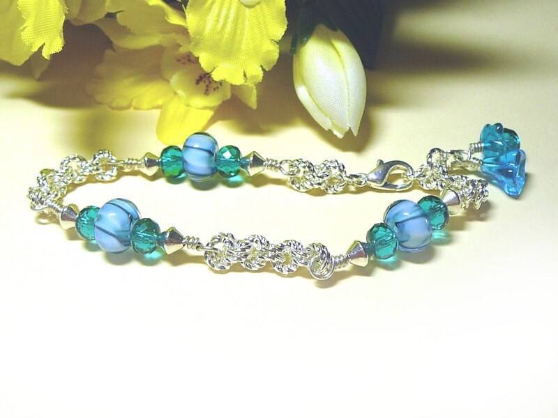 Ozean Blau Armband, Lampworks Und Silber von BeadsMe