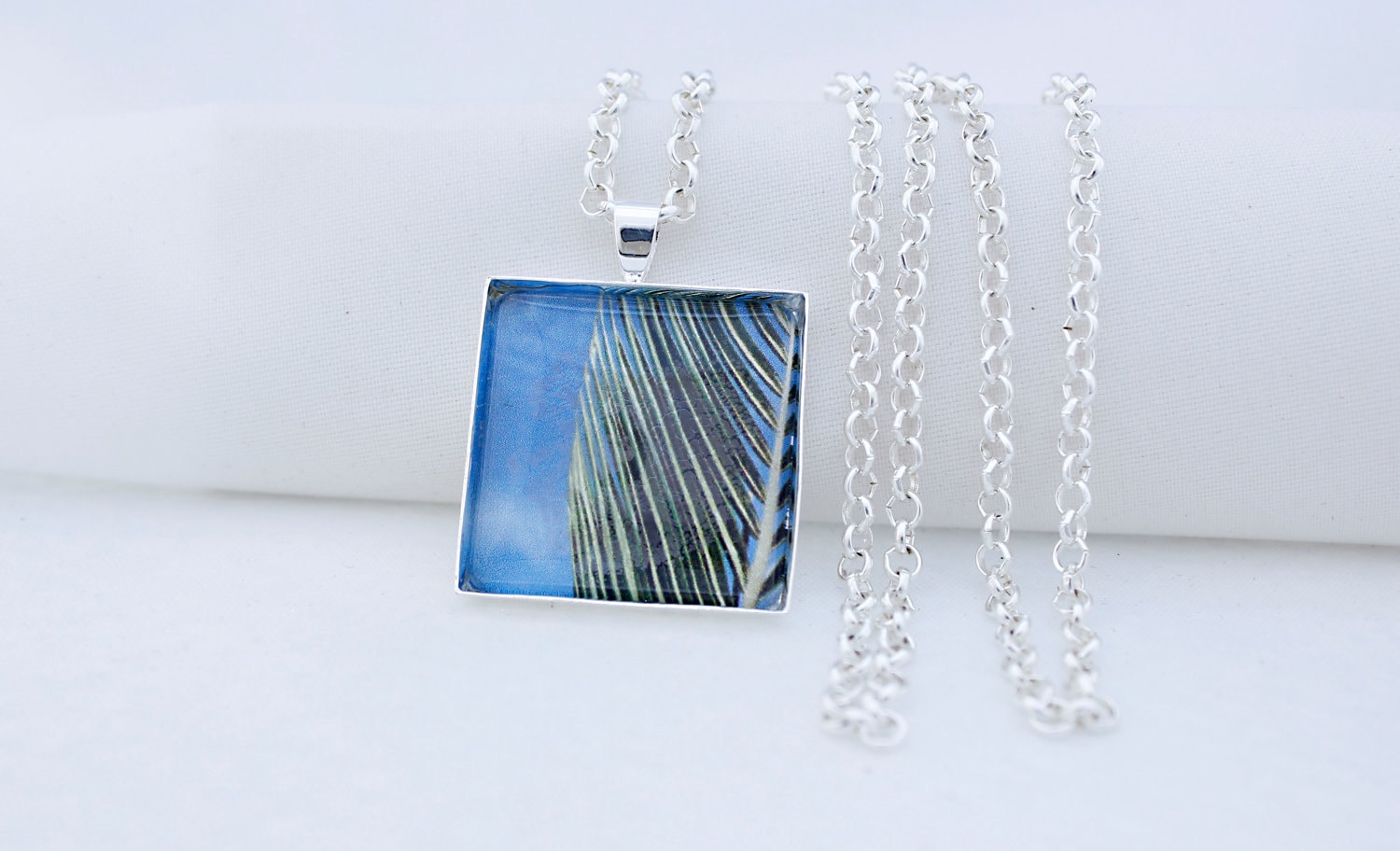 Palmen Und Blauer Himmel, Halskette, Silber Glänzend, Fotografie, Foto-Schmuck, Urlaub Träumen von BeadsMe