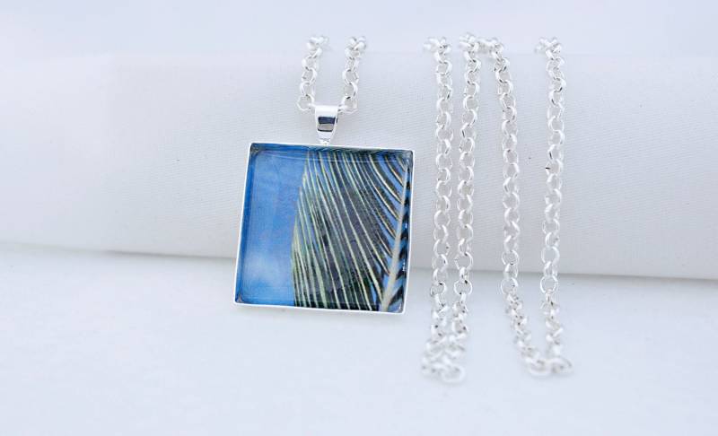 Palmen Und Blauer Himmel, Halskette, Silber Glänzend, Fotografie, Foto-Schmuck, Urlaub Träumen von BeadsMe