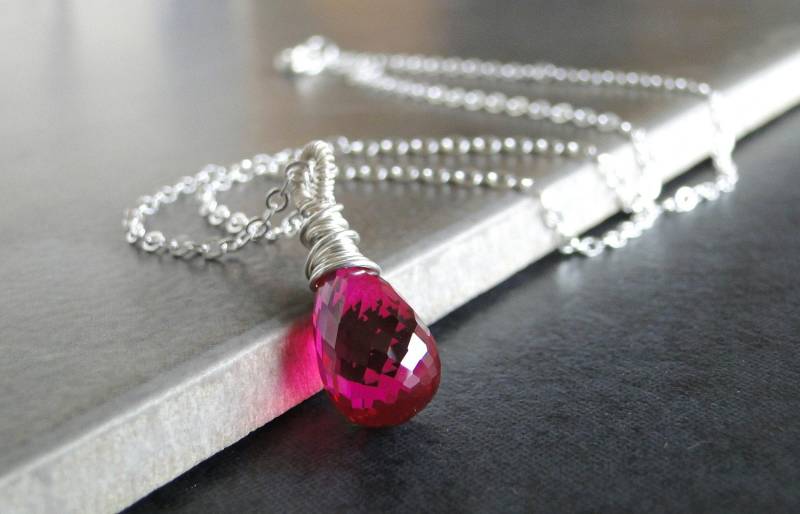 Roten Topas Kette Umwickelt An Einer Sterling Silberkette von BeadsMe