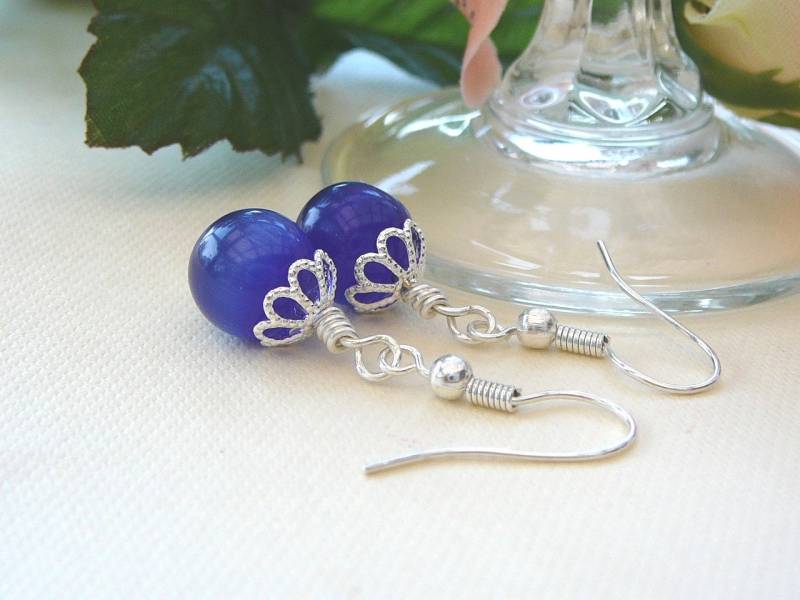 Royal Blue Jahrgang Moonglow Ohrringe von BeadsMe