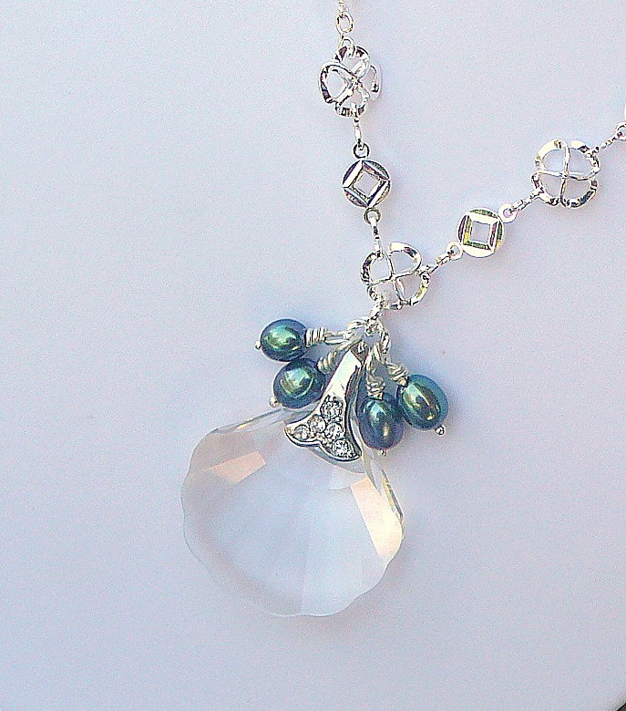 Schatz Aus Down Under, Swarovski-Kristall Mit Pfau Süßwasser-Perlen, Kette von BeadsMe