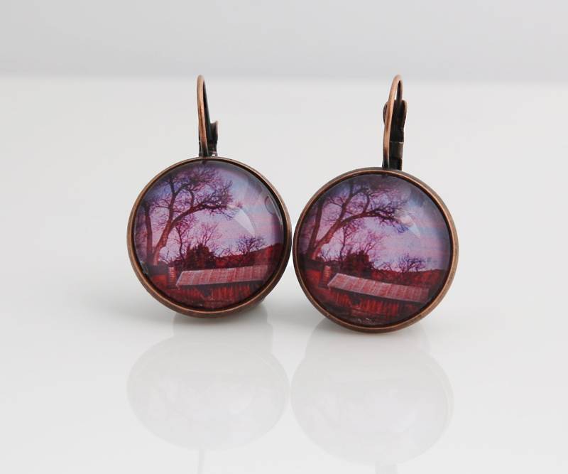 Sedona Sonnenuntergang Ohrringe, Abstrakte Fotografie, Jahrgang Bronze von BeadsMe