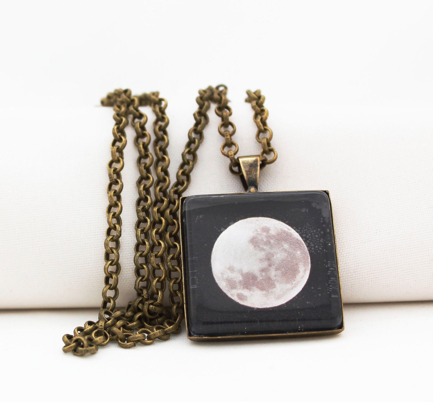 Super Mond Anhänger Halskette, Jahrgang Bronze, Fotografie, Foto-Schmuck von BeadsMe