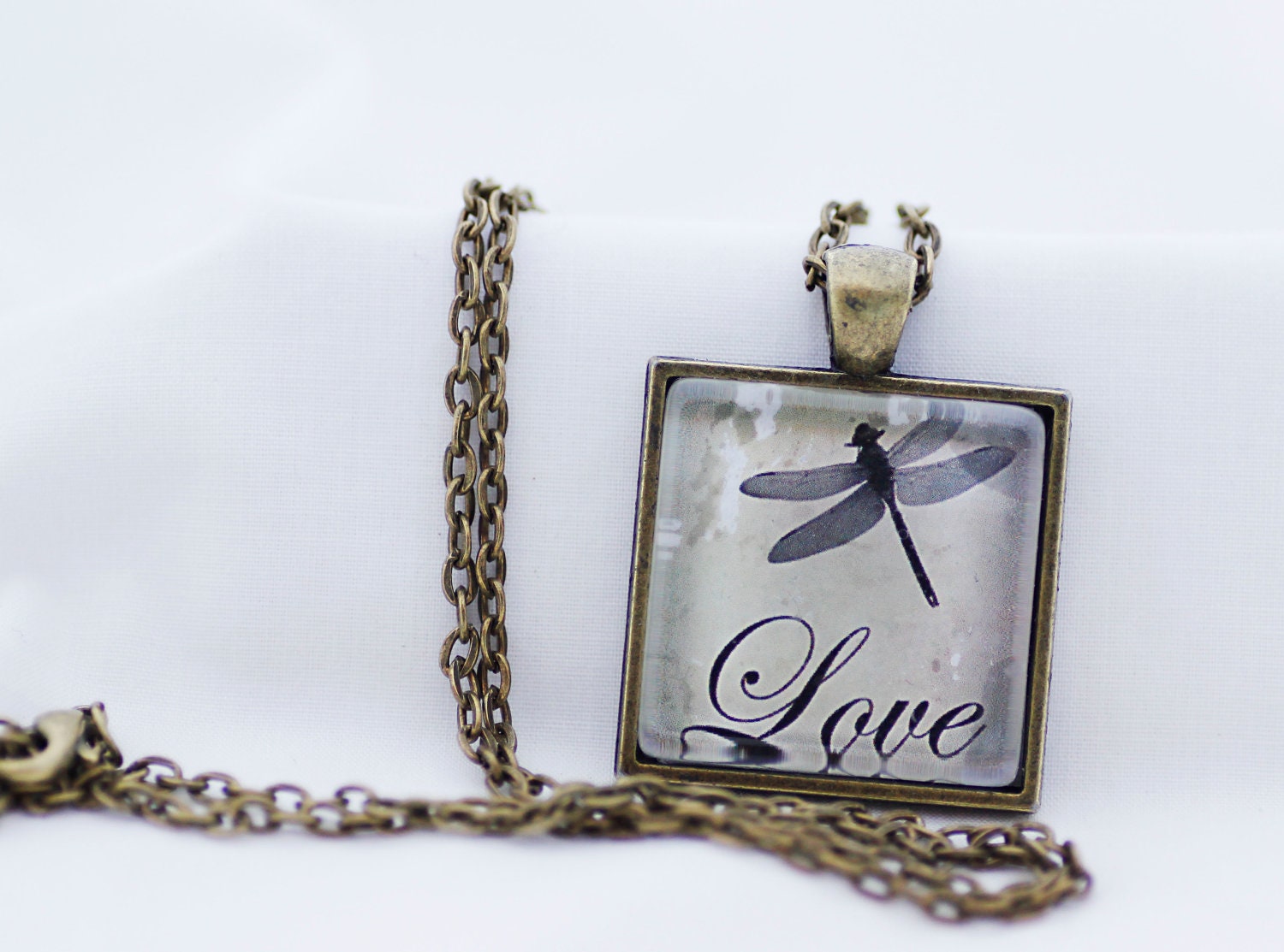 Vintage-stil Libelle Halskette, Jahrgang Bronze, Digitale Kunst Bild Schmuck von BeadsMe