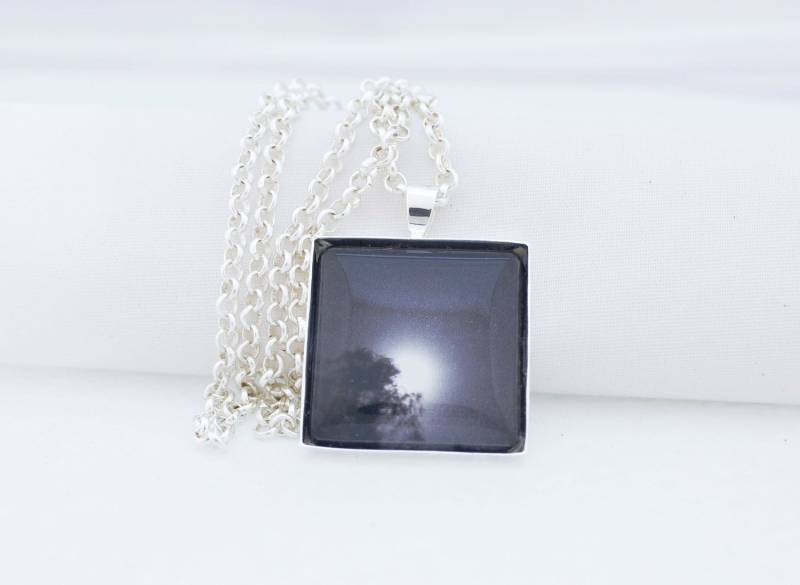Weißer Mond Und Schwarzen Himmel, Nacht, Silber Glänzend, Fotografie, Foto-Schmuck von BeadsMe