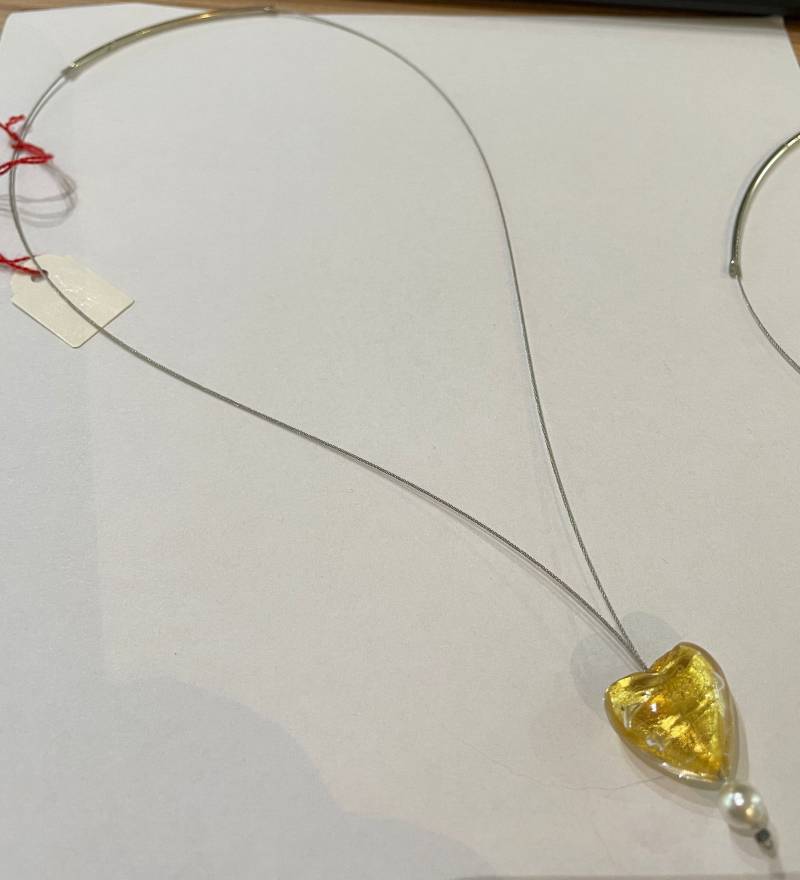 Mylove - Y-Kette Mit Handgefertigtem Glasherz Im Murano Stil Und Schiebeverschluß 2 Farben von BeadsPerMinuteDE