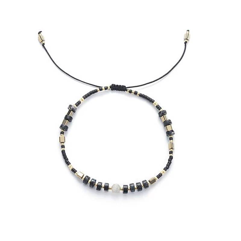 Handgefertigtes Armband Aus Verstellbarem Jaspis Rad, Labradorit Und Miyuki Saatperlen von BeadsShopUSA