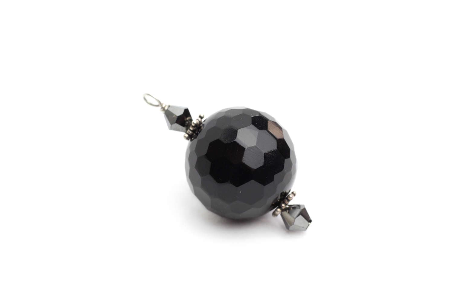 Echter Facettierter Schwarzer Onyx Anhänger Mit Sterling Silber 925 Und Swarovski Kristallen Echter Facettierter Schwarzer Onyx Anhänger Mit Sterling Silber 925 Und Swarovski Kristallen von BeadtotheMax