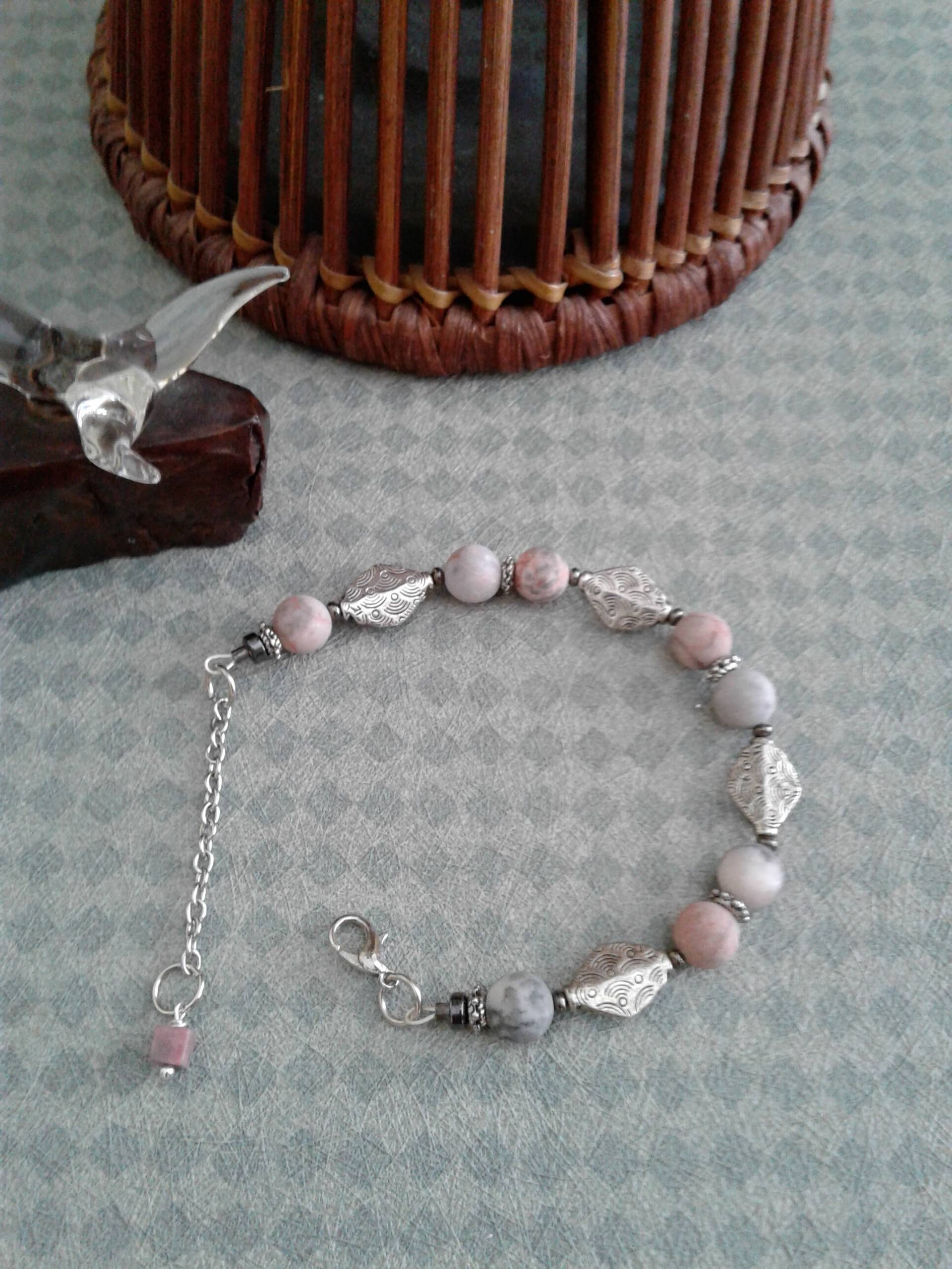 Natürliche Zebra Stein Perlen Armband Natürliche Zebra Stein Perlen Armband von BeadwiredDesigns