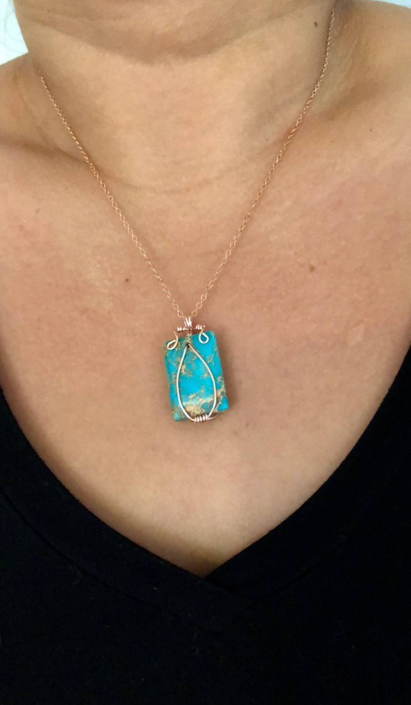 Türkis & Rosegold Wirewrap Schmuck Set Türkis & Rosegold Wirewrap Schmuck Set von BeadwiredDesigns