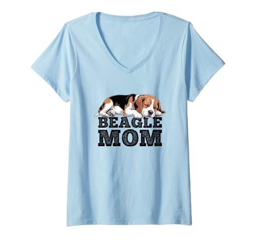 Damen Beagle Mama Hund T-Shirt mit V-Ausschnitt Damen Beagle Mama Hund T-Shirt mit V-Ausschnitt von Beagle Co