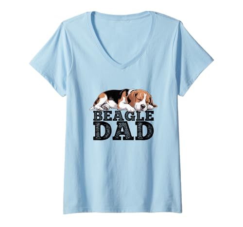 Damen Beagle Papa Hund T-Shirt mit V-Ausschnitt Damen Beagle Papa Hund T-Shirt mit V-Ausschnitt von Beagle Co