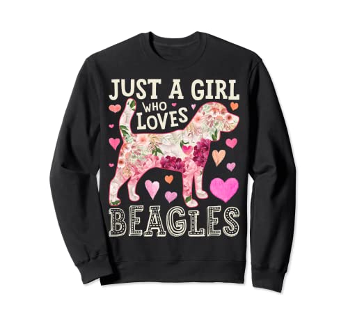 Beagle Just A Girl Who Loves Beagles Hundeblume für Damen, Blumenmuster Sweatshirt von Beagle DU Clothing