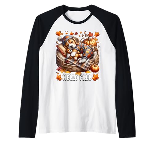Fall Beagle for Women Men and Kids Autumn Vibes Cozy Season Raglan von Beagle Gifts For Beagle Lovers And Fall Puppy Mom