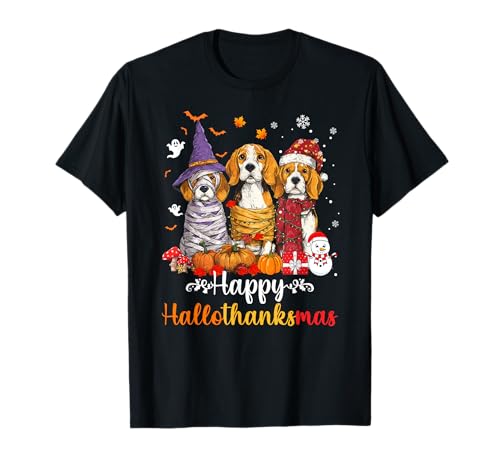 Herren Damen Beagle Dog Weihnachten Halloween Thanksgiving T-Shirt Herren Damen Beagle Dog Weihnachten Halloween Thanksgiving T-Shirt von Beagle Happy Hallothankmas Holiday Dog