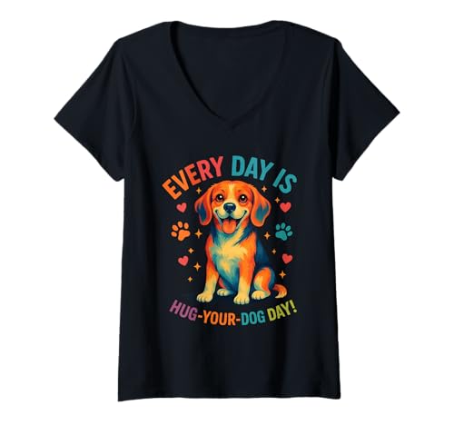 Damen Umarme deinen Hund Beagle T-Shirt mit V-Ausschnitt von Beagle Love