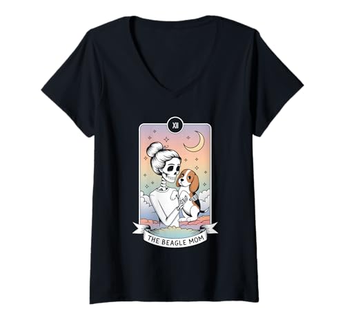 Damen Die Beagle-Mom T-Shirt mit V-Ausschnitt von Beagle Mama Tarot