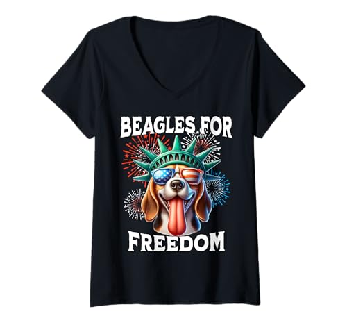 Damen Unabhängigkeitstag Beagle Independence Beagle T-Shirt mit V-Ausschnitt Damen Unabhängigkeitstag Beagle Independence Beagle T-Shirt mit V-Ausschnitt von Beagle Unabhängigkeitstag Damen Herren