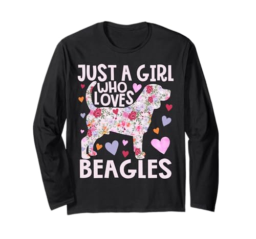 Beagle Just A Girl Who Loves Beagles Hundeblume mit Blumenmuster Langarmshirt von Beagle dog Just A Girl Who Loves Beagles Design