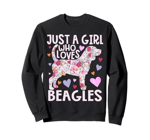 Beagle Just A Girl Who Loves Beagles Hundeblume mit Blumenmuster Sweatshirt von Beagle dog Just A Girl Who Loves Beagles Design
