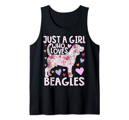 Beagle Just A Girl Who Loves Beagles Hundeblume mit Blumenmuster Tank Top von Beagle dog Just A Girl Who Loves Beagles Design