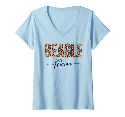 Damen Leopardenmuster Beagle Mama Beagles T-Shirt mit V-Ausschnitt von Beagles Beagle Lover Gifts