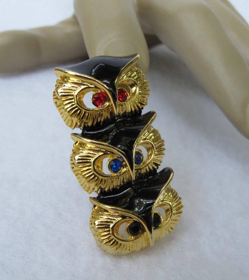 Drei Eulen Brosche, Strass, Weiser Vogel, Tier Pin, Raubvogel, Raptor Schmuck, Abschlussfeier Drei Eulen Brosche, Strass, Weiser Vogel, Tier Pin, Raubvogel, Raptor Schmuck, Abschlussfeier von BeakChicJewelry