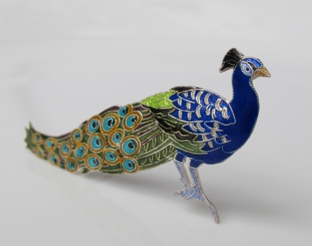 sterling Cloisonne Emaille Pfau Anstecknadel, Paradiesvogel, Liebhaber Geschenk, Vogel Schmuck sterling Cloisonne Emaille Pfau Anstecknadel, Paradiesvogel, Liebhaber Geschenk, Vogel Schmuck von BeakChicJewelry