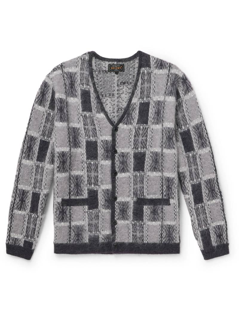 Beams Plus - Brushed Checked Jacquard Cardigan - Men - Gray - L von Beams Plus