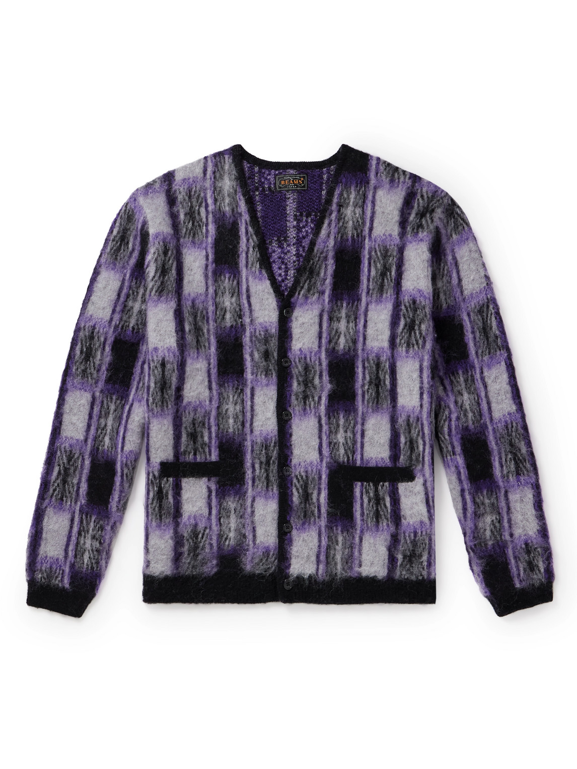 Beams Plus - Checked Jacquard-Knit Cardigan - Men - Purple - L von Beams Plus