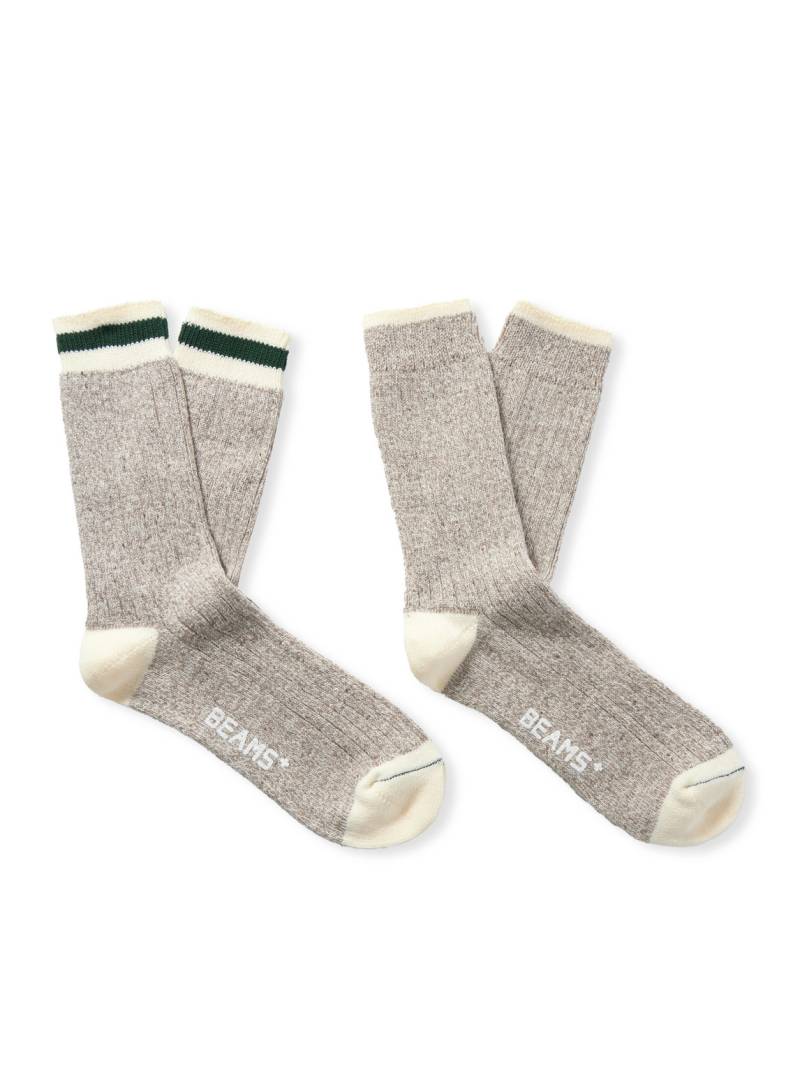 Beams Plus - Rag Two-Pack Striped Ribbed-Knit Socks - Men - Gray von Beams Plus