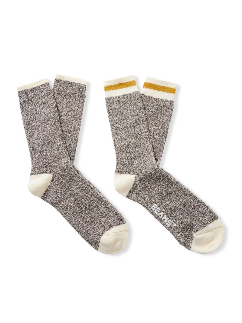 Beams Plus - Rag Two-Pack Striped Ribbed-Knit Socks - Men - Gray von Beams Plus
