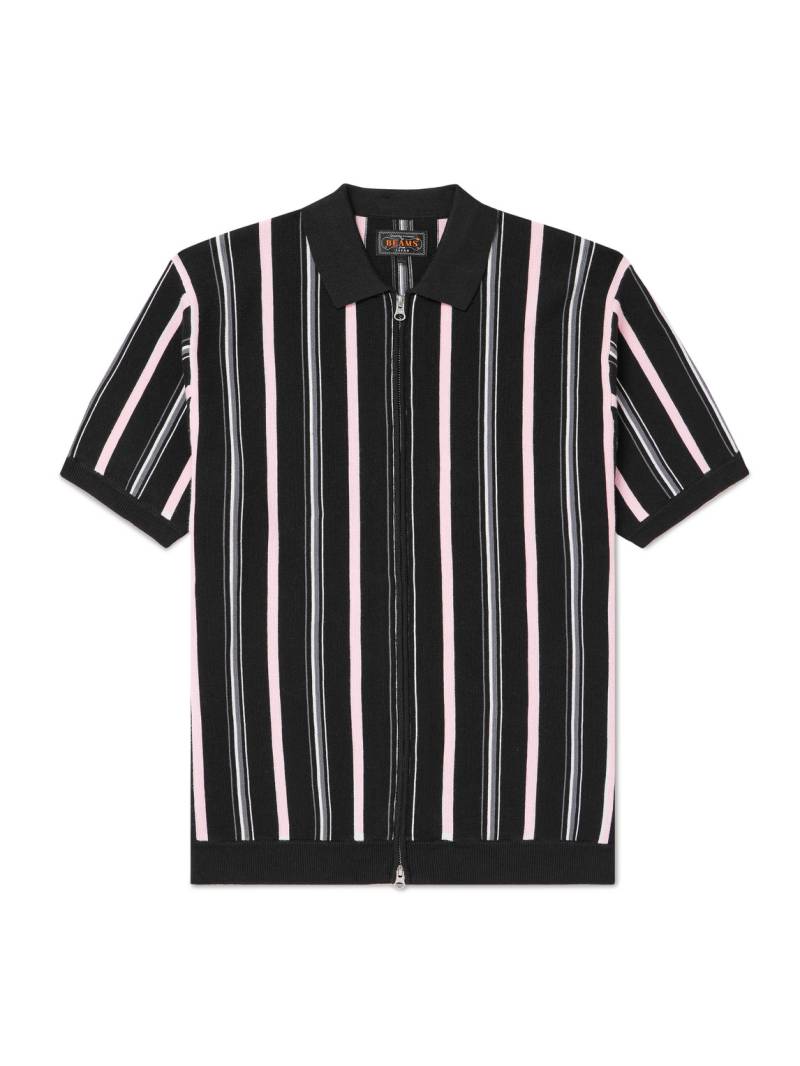 Beams Plus - Striped Ramie-Blend Zip-Up Shirt - Men - Black - S von Beams Plus