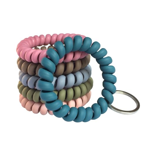 6er-Pack Schlüsselanhänger-Set – einziehbares Armband mit Schlüsselanhänger und Schlüsselarmband mit Handgelenk-Schlüsselanhänger, wasserdicht, für Fitnessstudio, Schwimmen, Reisen (6 Farben) von Beaneed