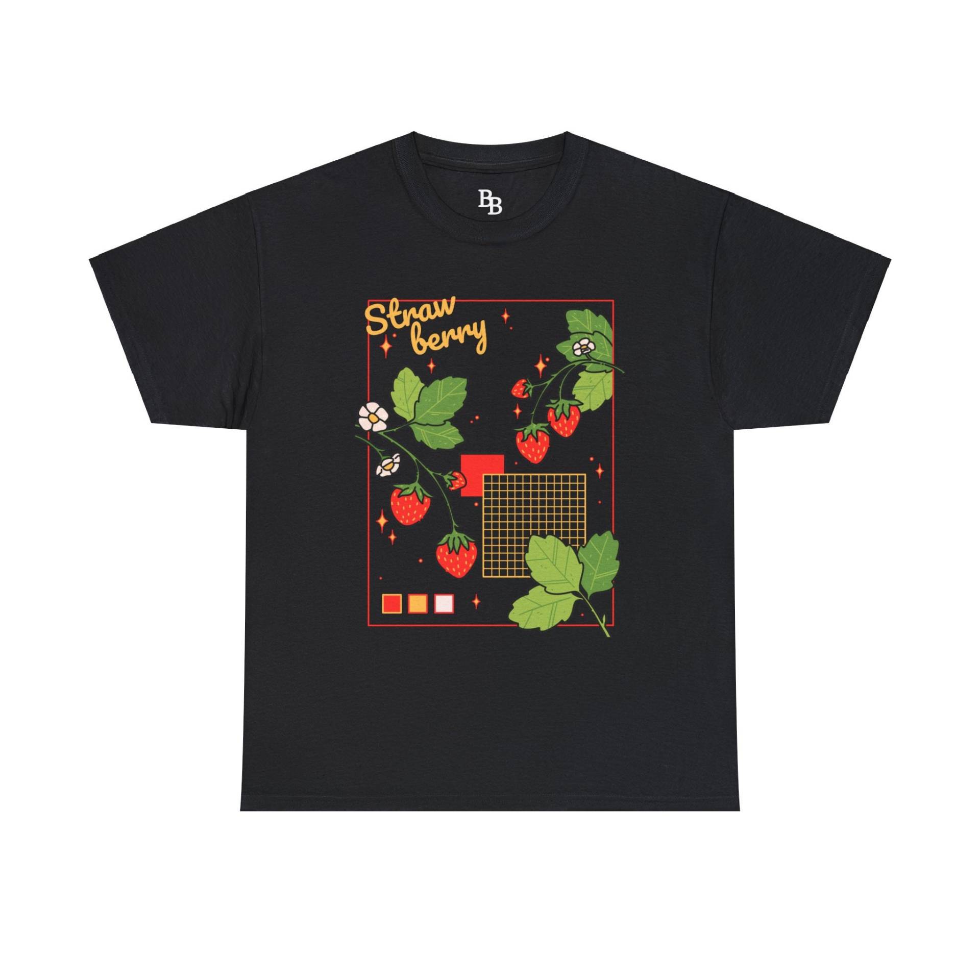 strawberry Plant Graphic Design Tshirt, Berry Fruit Design, T-Shirt, S-5xl, 12 Colors, Cute Cotton Top With Dreamy Gardening Front Print von BeanxBunny