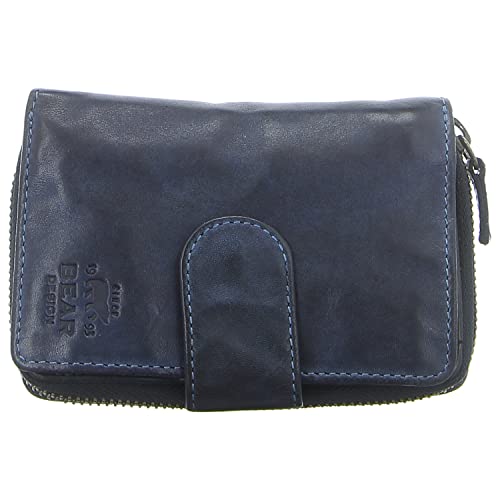 Bear Design Damen Geldbörse Leder Portemonnaie Geldbeutel 10 Kartenfächer blau von Bear Design