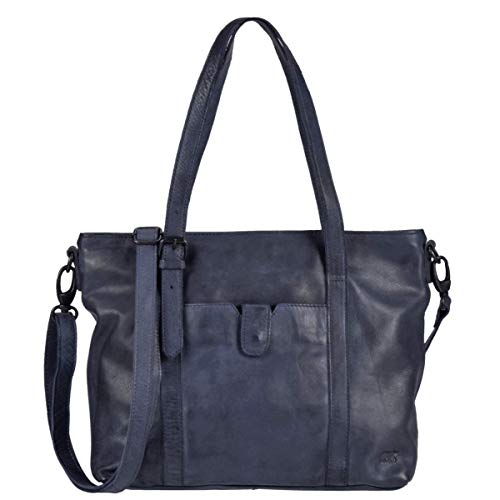 Bear Design Damen Tasche 34x27cm Ledertasche Shopper DIEDE Schultertasche Leder blau von Bear Design