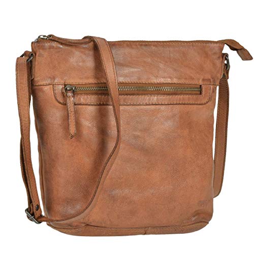 Bear Design Damen Tasche Ledertasche Umhängetasche Schultertasche 30x27cm Cognac braun von Bear Design