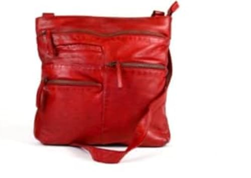 Bear-Design Damen Tasche Ledertasche Umhängetasche Schultertasche Red von Bear-Design