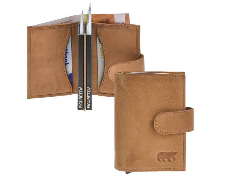 Bear Design Geldbörse Karten Portemonnaie Leder 8x10cm für 12 Karten mit RFID Schutz, Kartenbörse, Kartenetui, Lederbörse mit Scheinfach und Münzfach von Bear Design
