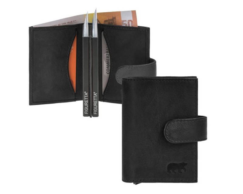 Bear Design Geldbörse Karten Portemonnaie Leder 8x10cm für 12 Karten mit RFID Schutz, Kartenbörse, Kartenetui, Lederbörse mit Scheinfach und Münzfach von Bear Design
