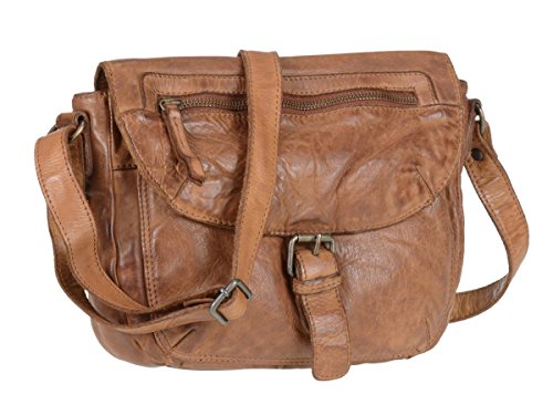 Bear Design Handtasche Damen Tasche Leder Schultertasche Cow Lavato Cognac von Bear Design